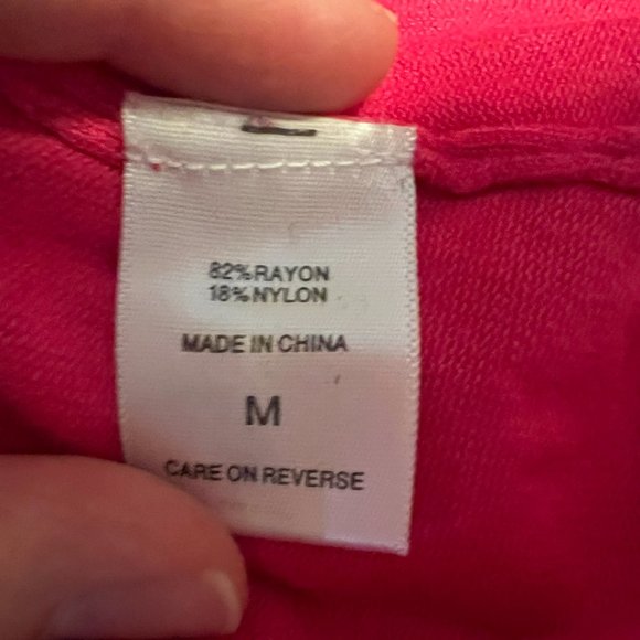 New York & Company Fuchsia 3/4 Sleeve, Shawl Collar Wrap Cardigan - Medium - Picture 5 of 5